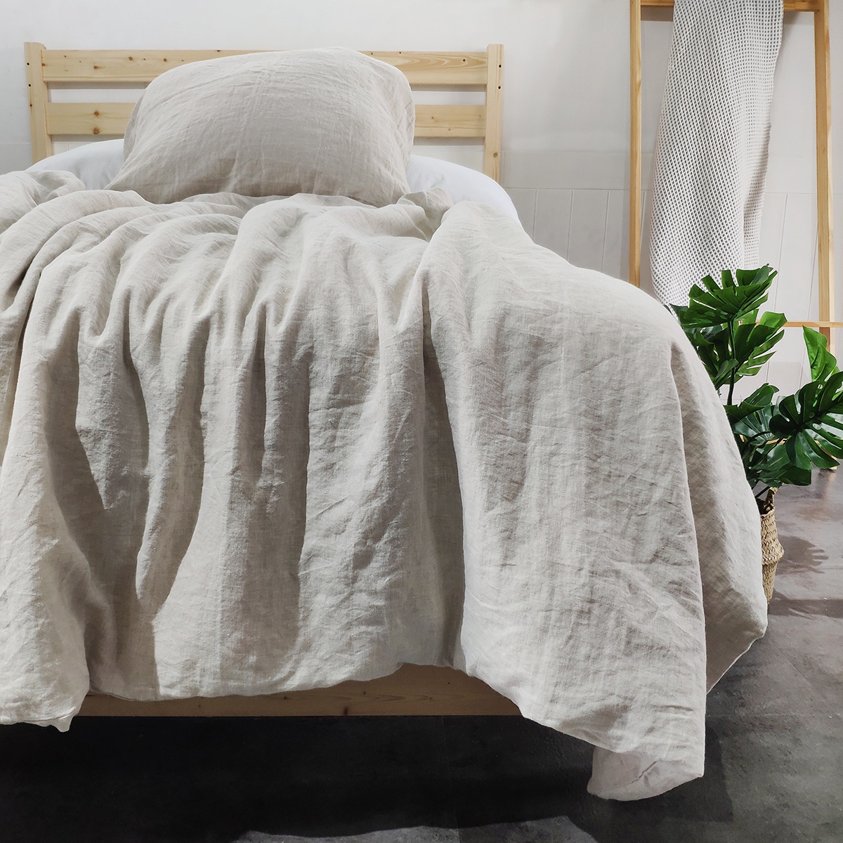 Hot sell 100% French linen fabric stone wash linen hotel bedding duvet set