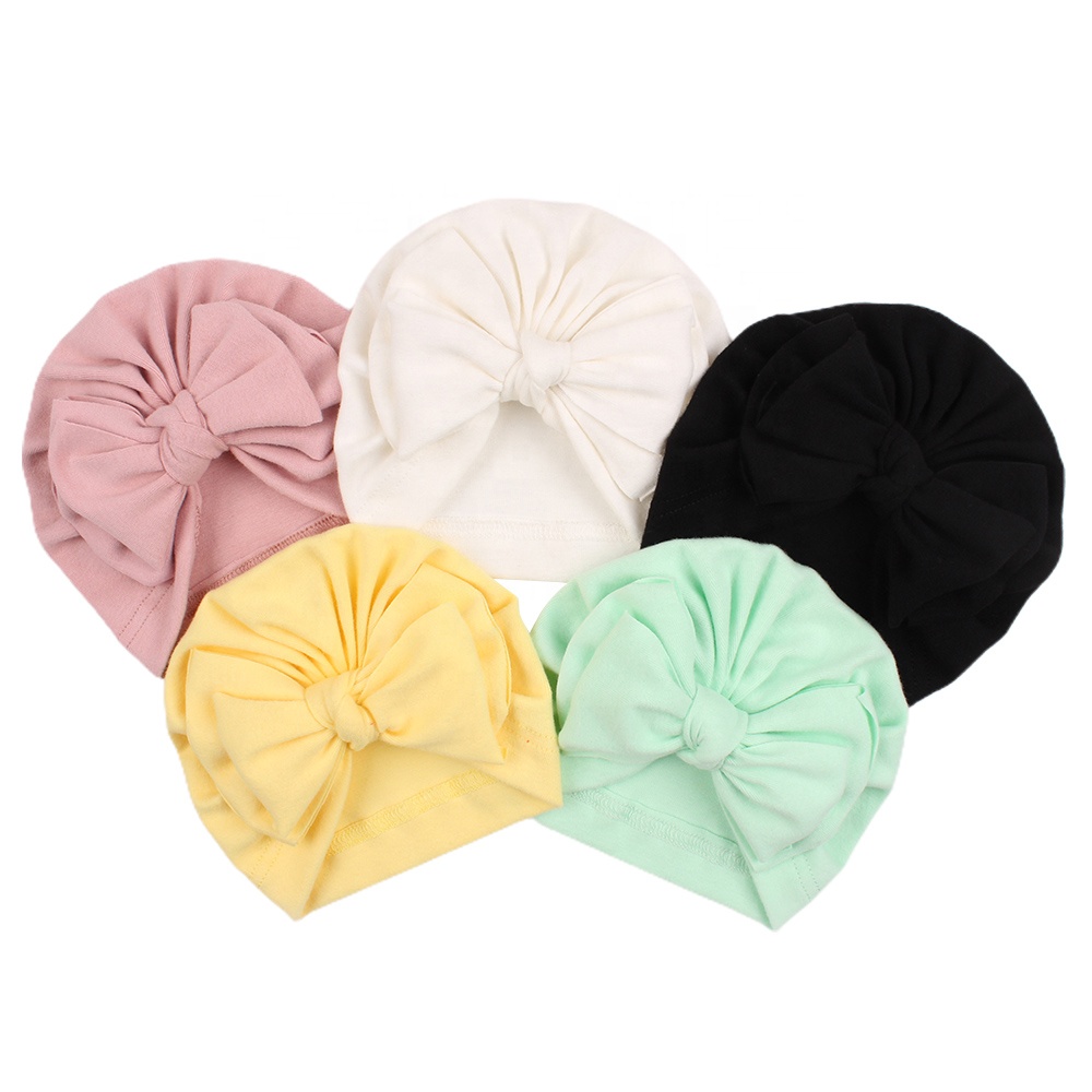 New born Baby Hat with Bow Toddler 100% Cotton Hats Kid Knotted Bonnet Newborn Girls Cute Beanie Hats