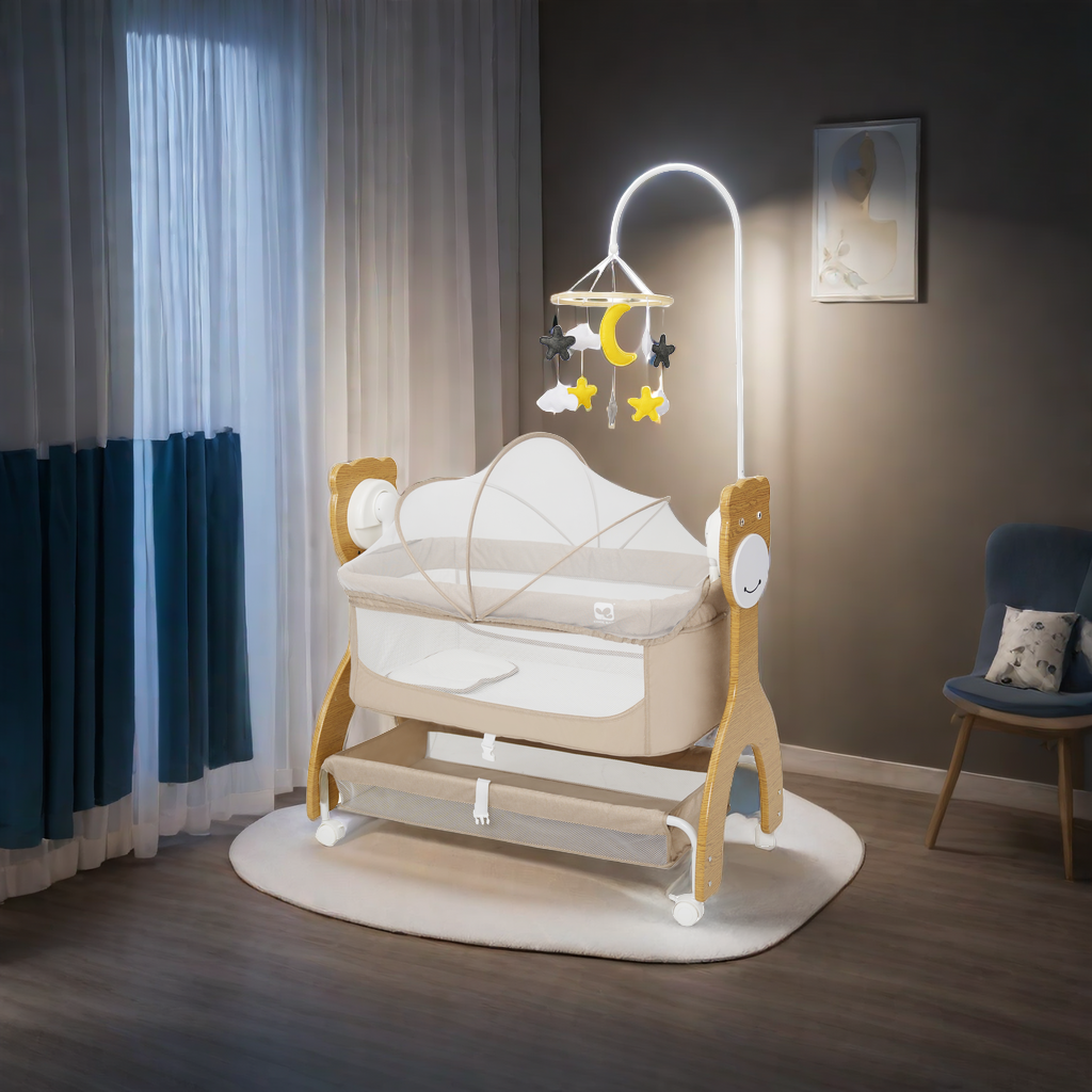 P158DF Cool Baby Most Soft Comfortable Remote Control Auto baby Swing Bed With Toy Bars
