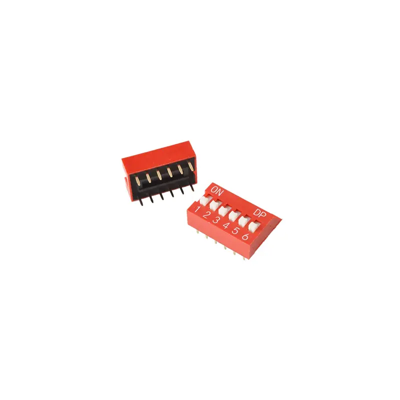 YXS TECHNOLOGY Red Shell 6Position 254mm Dip Switch Slide Type PCB dip switches 2.54mm