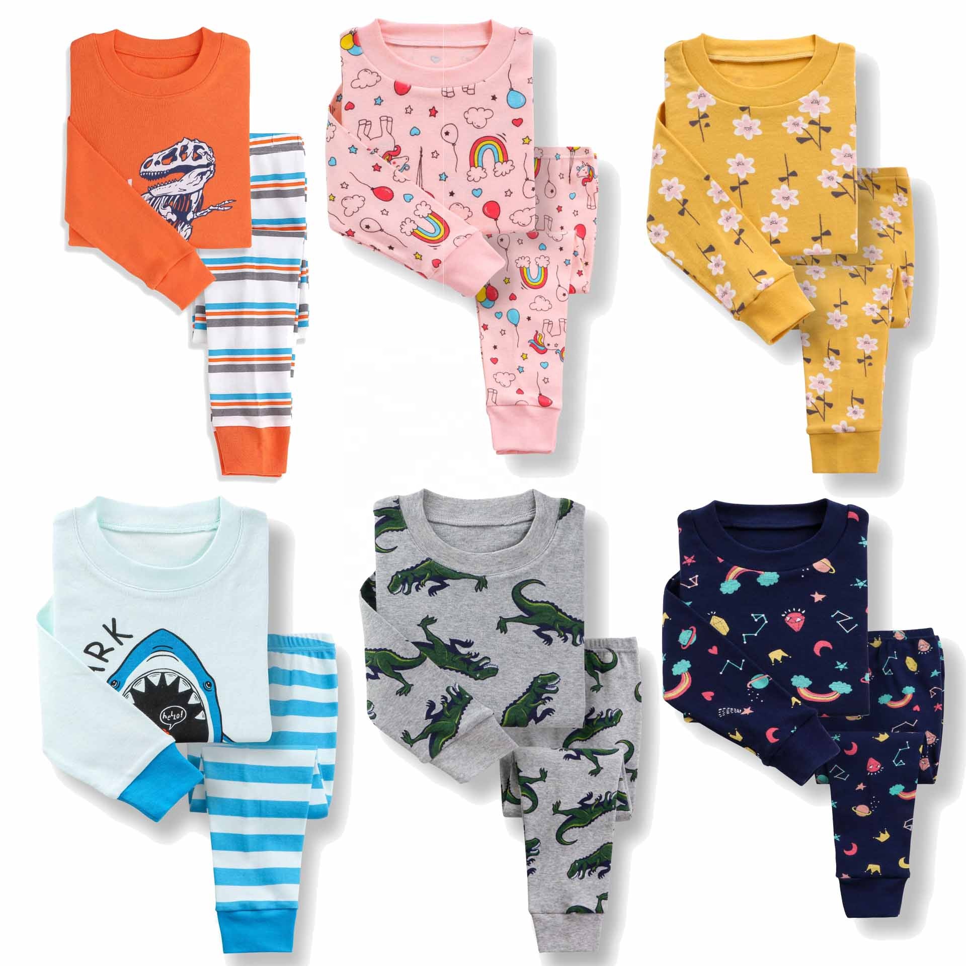 Baby Cotton-Cotton Pajamas для Kids, Long Sleeping для Girls и Boys, Home Wear, Warm, winter, 2 Piece Sets