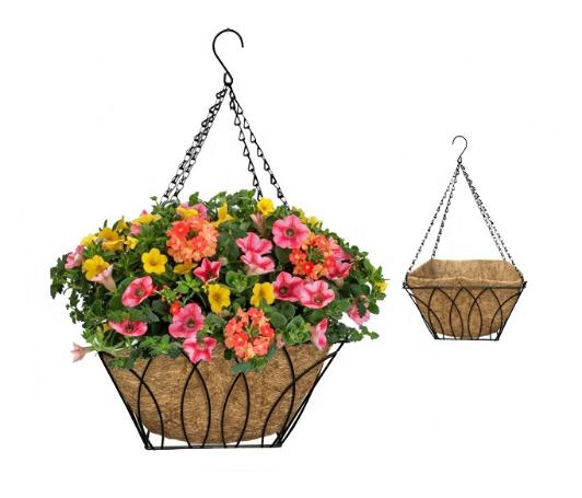 wholesale wire hanging basket with coco liner natural square coco liners for 14" basket