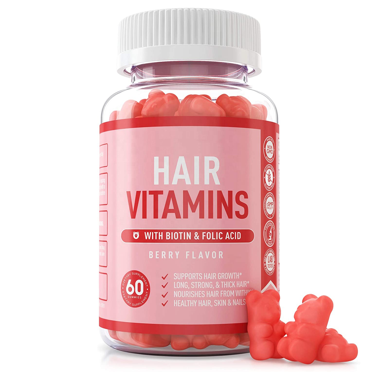 Hair Skin Nails Supplement Multivitamins Biotin custom logo Gummies Hair gummies vitamins candies bears candy