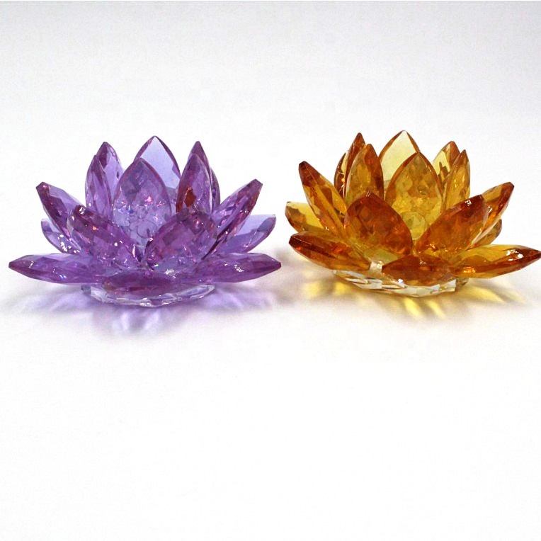 Tealight цветок лотоса подсвечник k9 стекло кристалл красный/желтый/синий/пурпурный AB цвет лотоса держатель для украшения