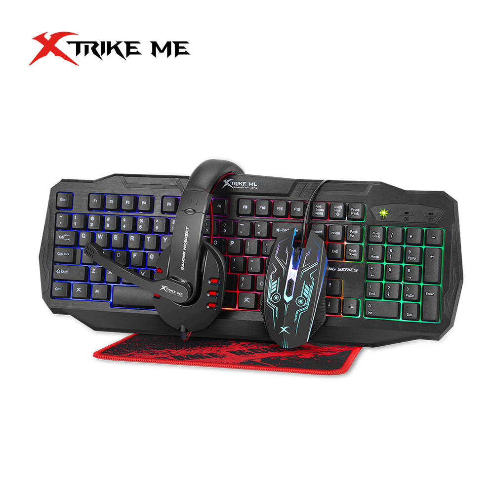 2021 best selling XTRIKE ME PC gaming teclado 4 in 1 keyboard mouse headset combo with mouse pad desktop set kit gamer
