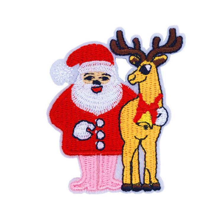 Hot sale Customized Christmas embroidery patches with iron on backing