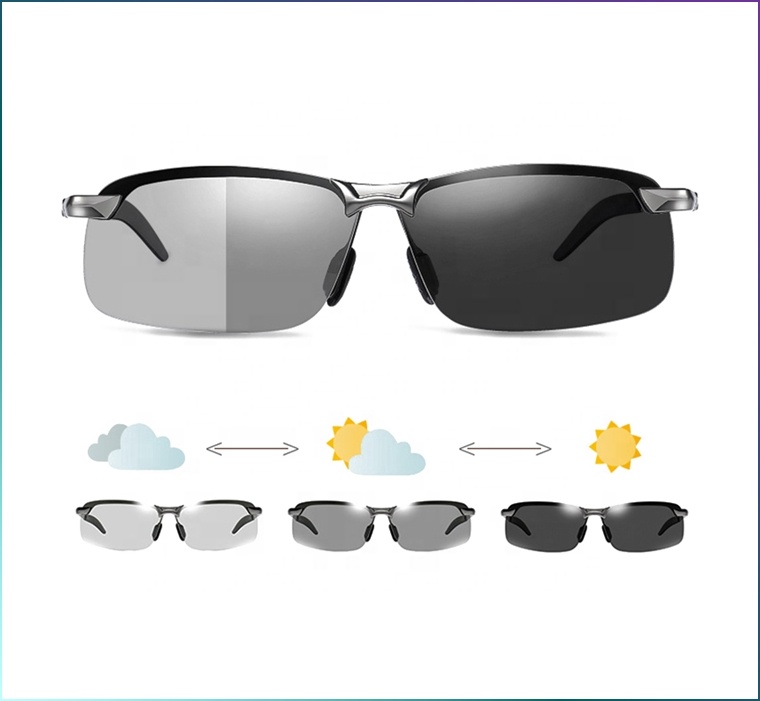 Cycling Driving Change Color Half Frame Photochromic Lens Polarized Men Sunglasses Night Vision Sun Glasses glasses for driving