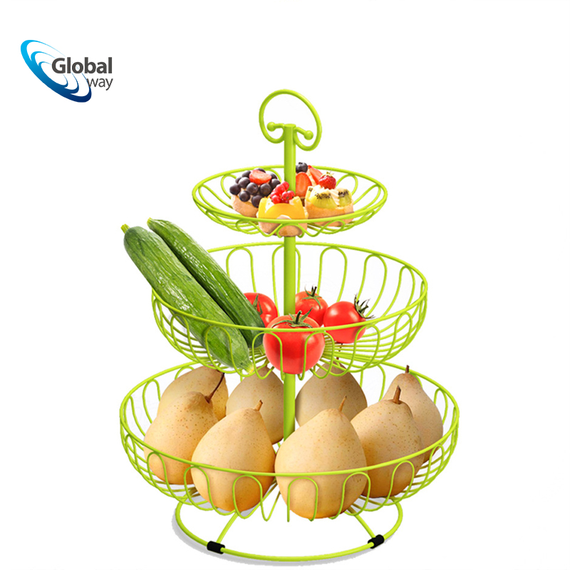 3 Tier Fruit Basket Iron Wire Fruit Stand Holder Breasd Cupcake Stands
