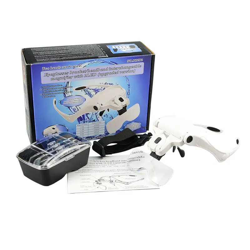 1X 1.5X 2X 2.5X 3.5X facial eyelash magnifying glasses with LED