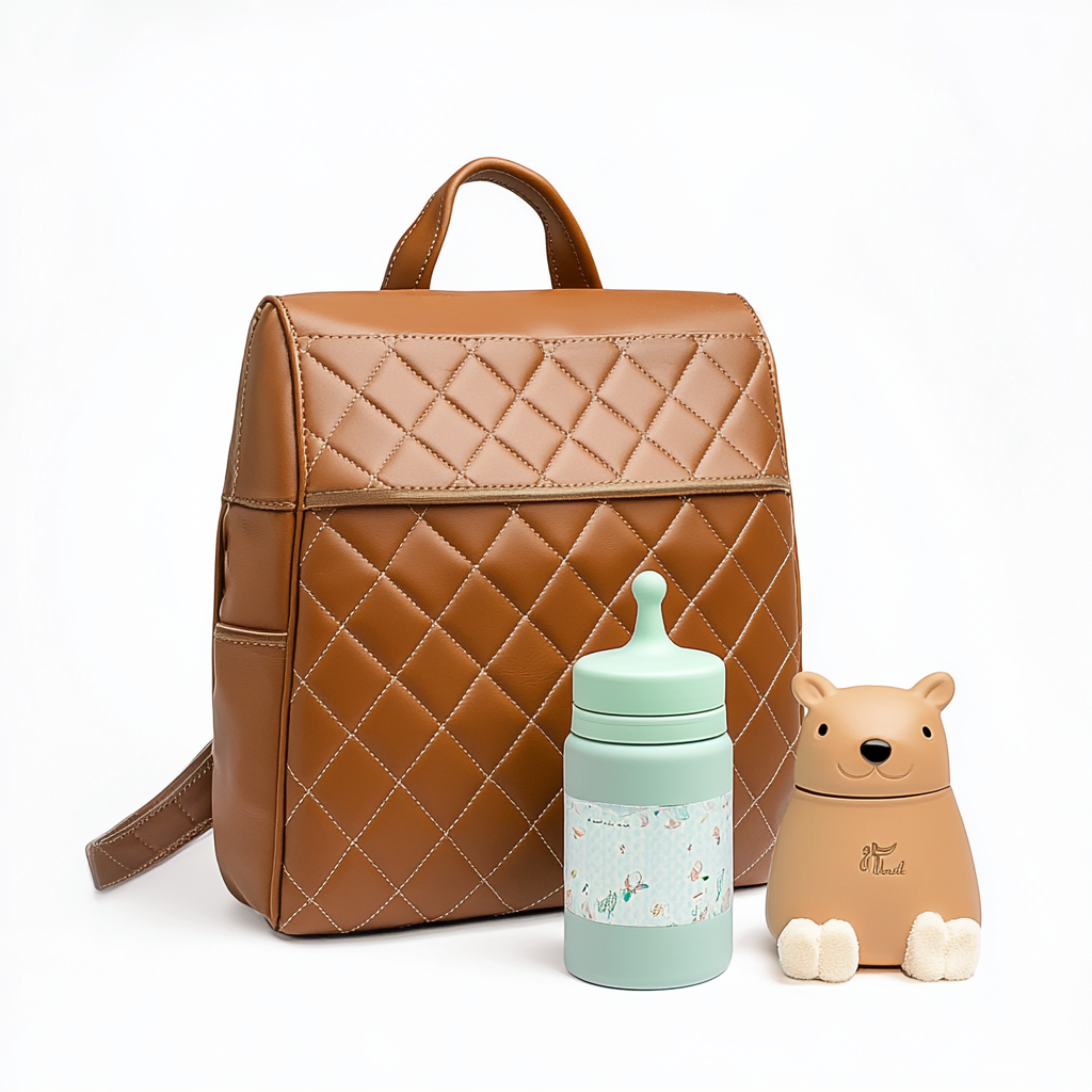 Custom Logo luxury Quilted Diamond Pattern diaper bags backpack mommy travel bag high quality leather diaper bag backpack