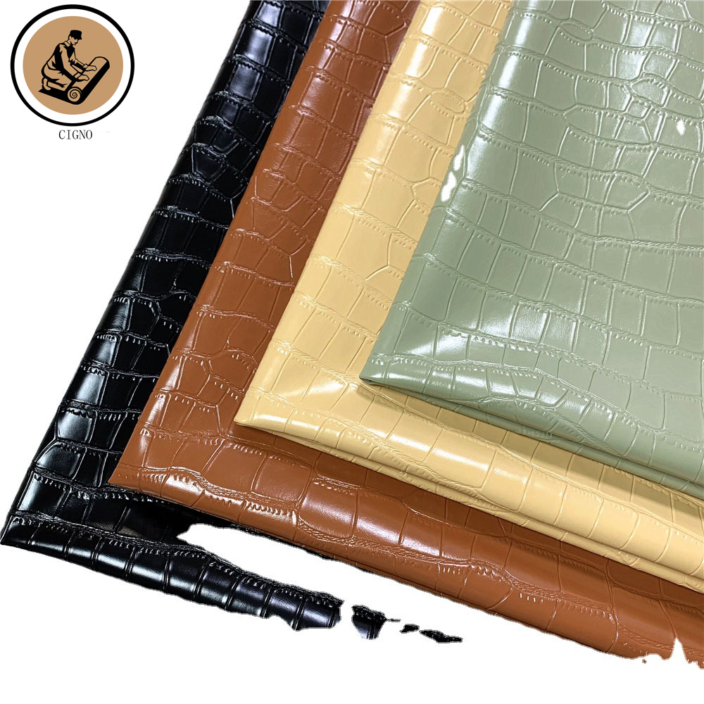 wholesale embossed animal skin recycled crocodile synthetic leather for handbags and shoes with GRS certificate.