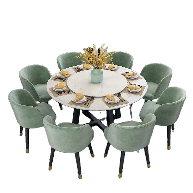 Hot Selling Modern Durable Round Dining Table And Chairs A Set For 8 Seaters