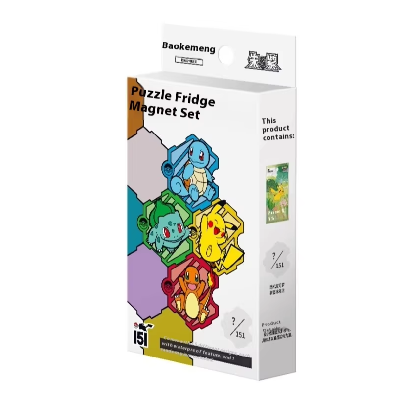PTCG Pikachu Mew Refrigerator Magnet Set Official Pokemoned Jigsaw Puzzle for Pokemoned Fan Collectibles