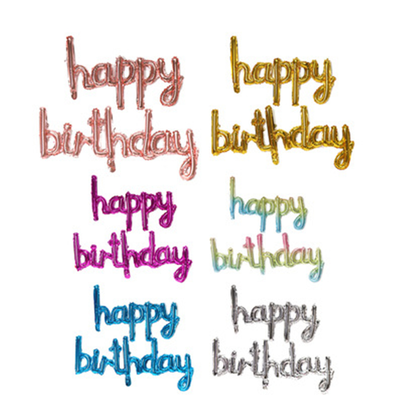 Paper card Lower Case happy birthday Letter foil banner balloon Set Party Decoration Globes Helium Foil Banner Balloon Kit