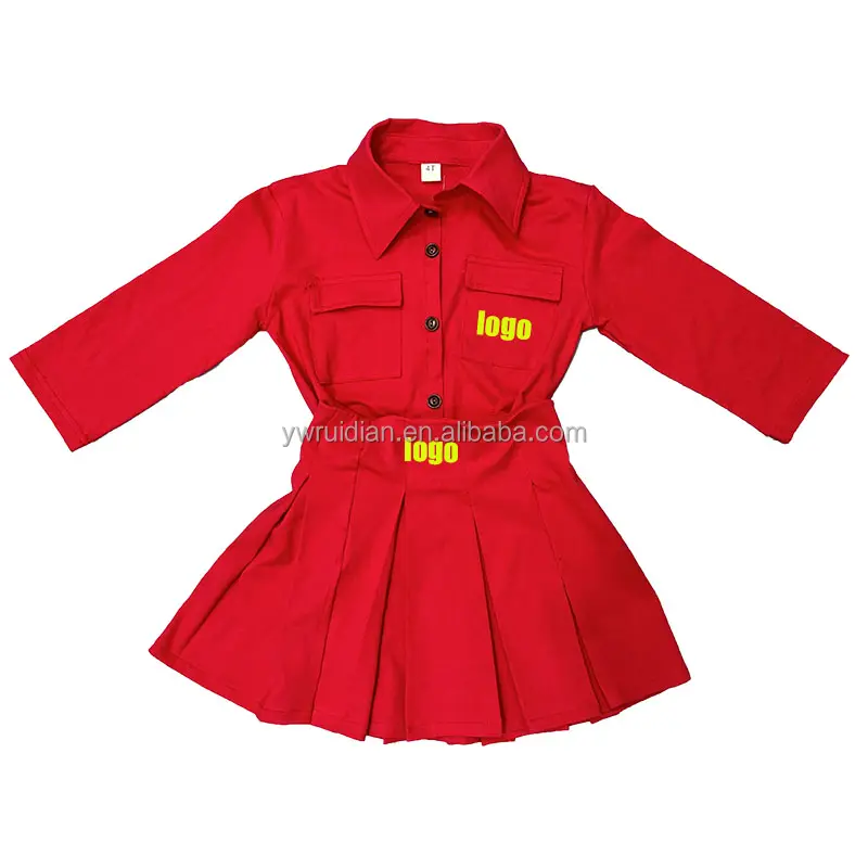 Fall Girl Long Sleeve Shirt 2pcs  Skirt Cotton Sets Wholesale Branded Two Piece Set For Girls Children's Clothing