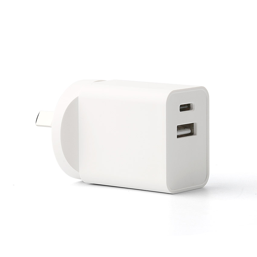 Зарядное устройство USB C, Fenergy 18 Вт Сетевое зарядное устройство PD USB C адаптер питания с двумя портами USB адаптер для зарядки с сертификацией SAA и C-Tick