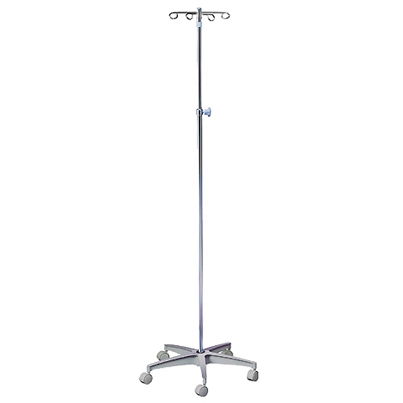hospital metal manual bed IV Stand poles 4 hooks for hospital use