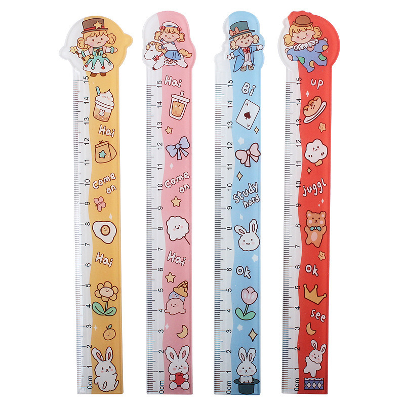 DAQIDO Hot Sale School Supplies Kawaii Ins Style Stationery Multi Functional Acrylic Cartoon Ruler