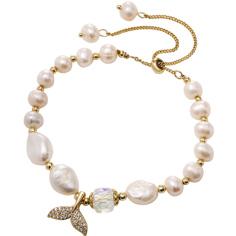 Hot-Sale Natural Freshwater Pearl Bracelet Women Fashion Charm Mermaid Bracelets