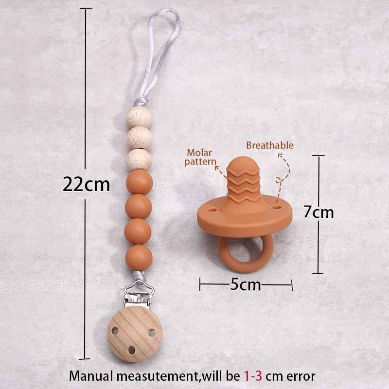 Wholesale BPA Free Silicone Beads Clip Hot Sale Wooden Pacifier Clip Eco-friendly Baby Sensory Toys