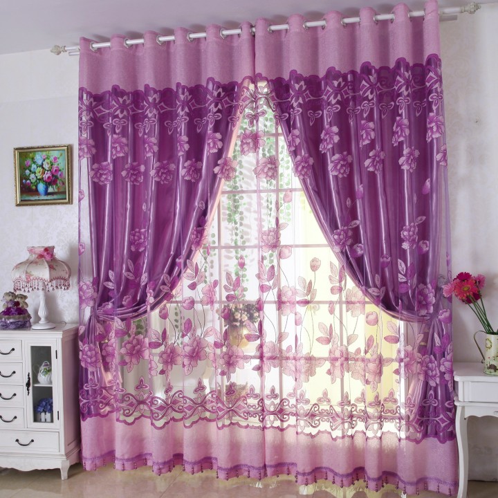 Grommet Top Double Layer Floral Living Room Panel Turkish Blackout Window Bedroom Curtains Luxury Home Decor