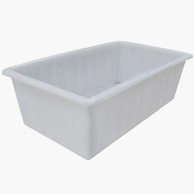 Rectangular durable steel frame plastic trolley PE basket laundry trolley for dyeing house