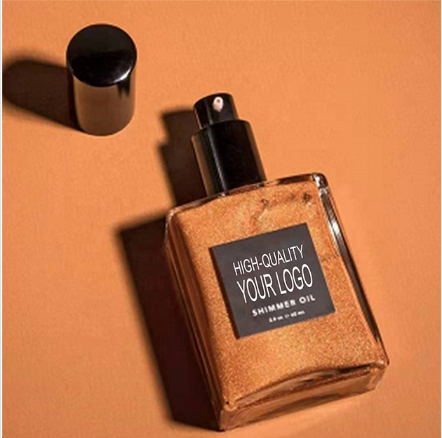 Private Label Vegan Glow Oil Body Glitter Gel Shimmer Dry Oil Self Sun Tan for Makeup Shimmering Oil