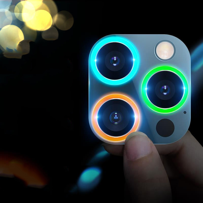 Glowing Camera Lens Protectors для iPhone 13, Luminous Camera Ring, Glass для iPhone 11 12 Pro Max, Mini, Fluorescent Tempered Film