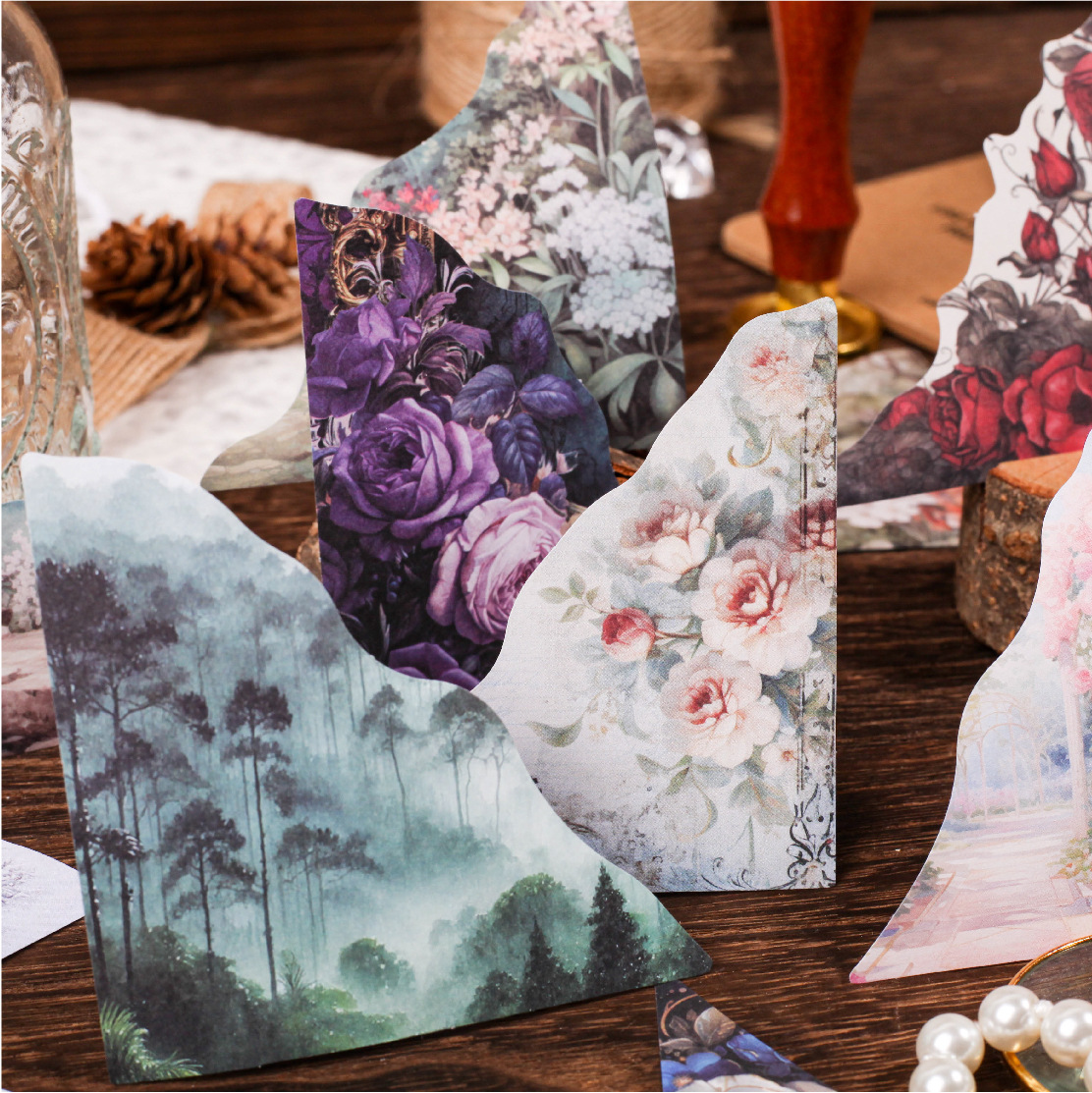 20 sheets per pack of corner note pads Forest Series Retro Handbook Creative Decorative Collage Material 6 models