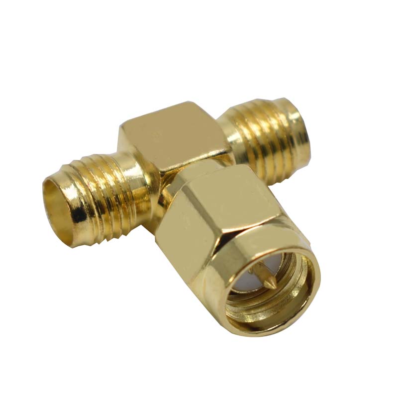 Позолоченный медный SMA male к двум RF SMA female T RF Adapter