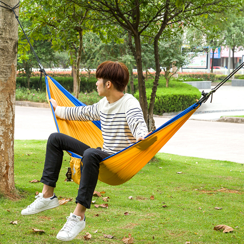 Durable Outdoor Camping hiking hammock Nylon Parachute cloth climbing excursion short travelling single person Hammock