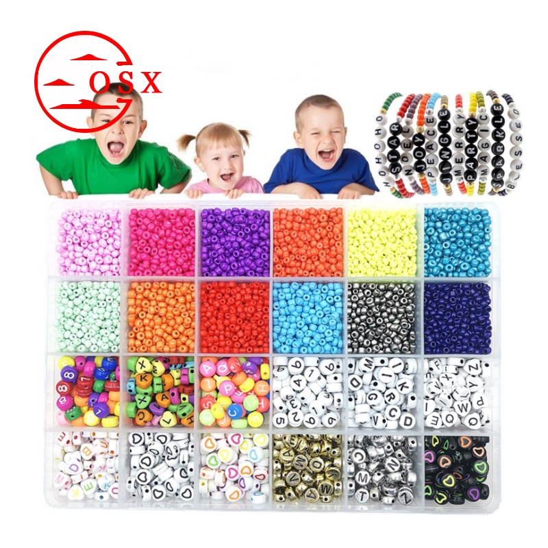 Amazon Hot Sale 24 Grid Set Diy Spaced Millet Beads Glass Letter Beads Children's Beaded Clay Earrings Polymer Handmade