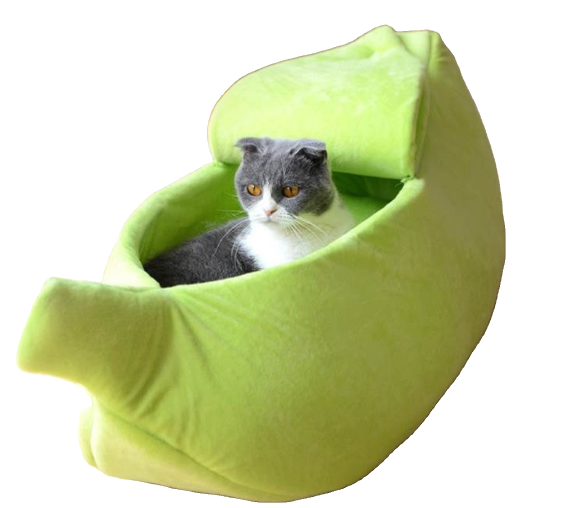 Customizable Cute pet warm cat bed Arctic Plush short plush cat bed banana shape pet bed