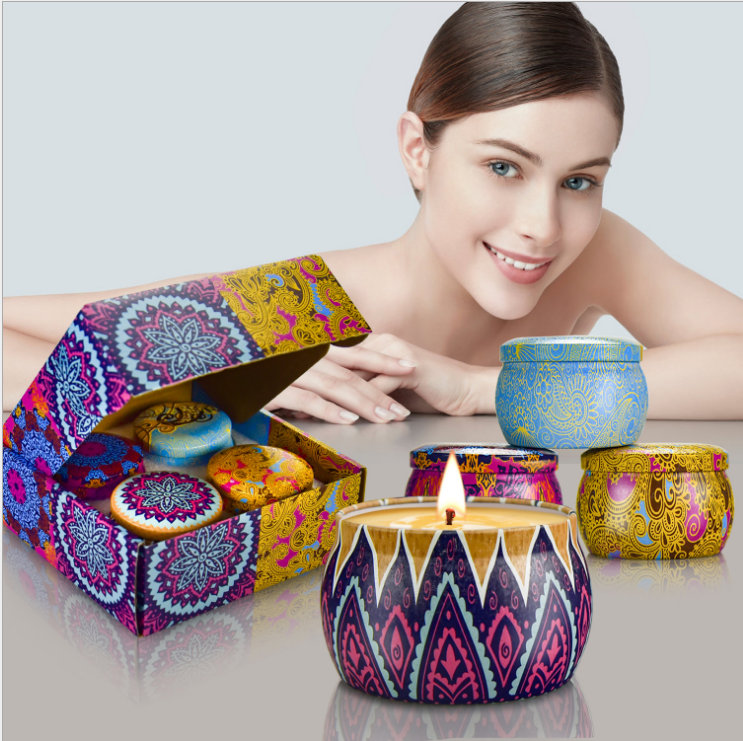 Candle Scented Candles Gifts Set for Women,Portable Tin Aromatherapy Soy Candles Lavender Fragrance for Bath Yogase