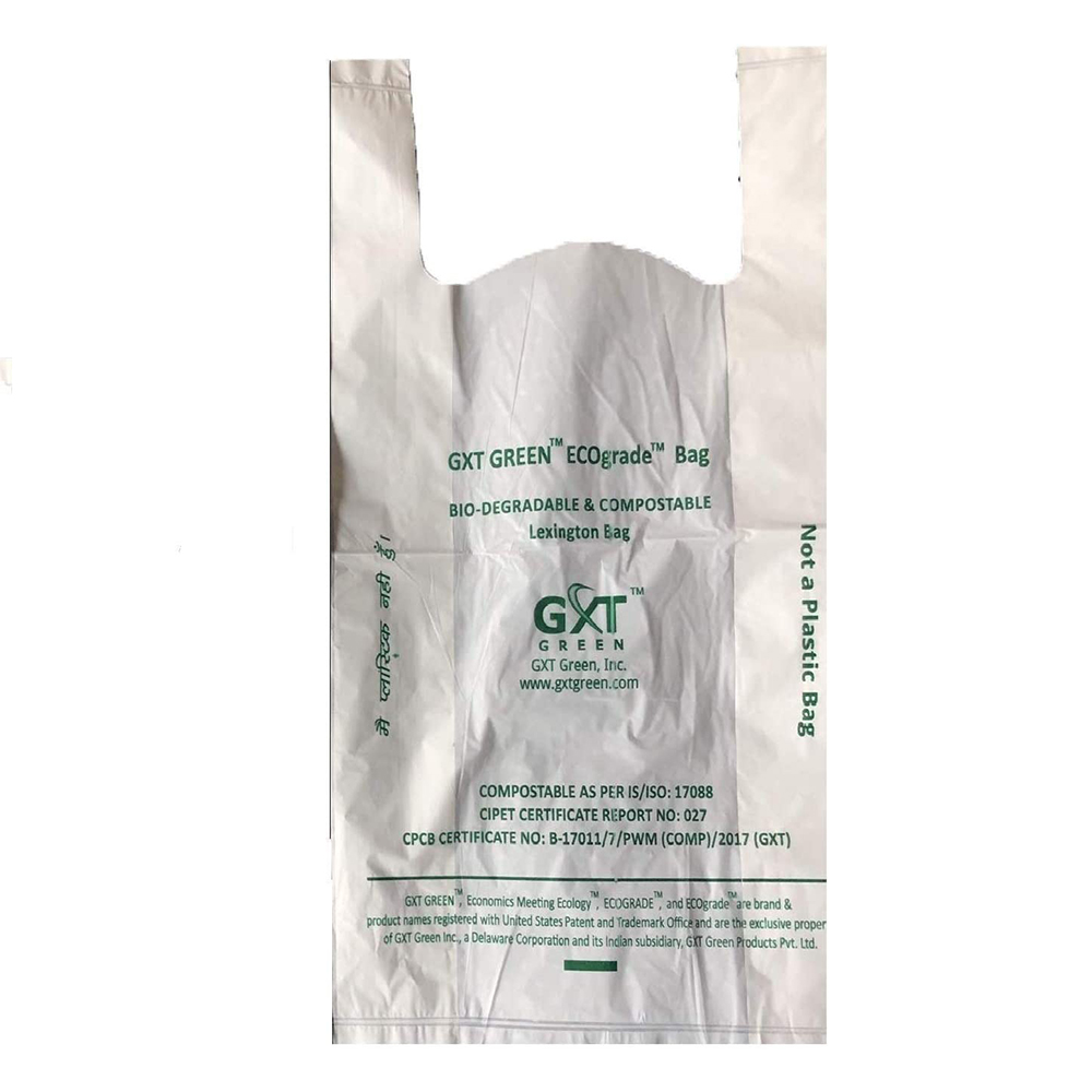 Free sample 100% biodegradable t-shirt plastic handle carry bag for package supermarket bags shopping reusable