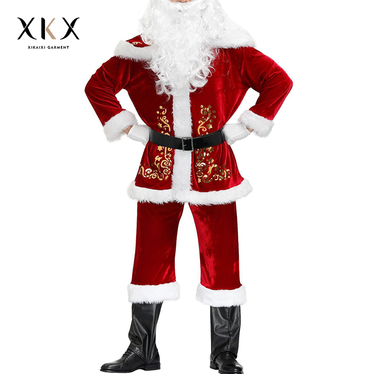 Wholesale Men's Deluxe Plush Santa Claus Suit Father Christmas Fancy Dress Santa Costume Santa Claus Cosplay