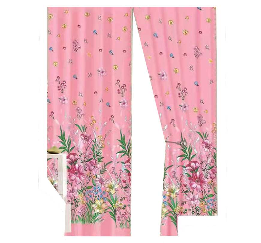 2021 Autumn Hot Sale Popular 100% Polyester Flower Pattern Blackout Printed Fabric Window Pink Curtains For Living Room