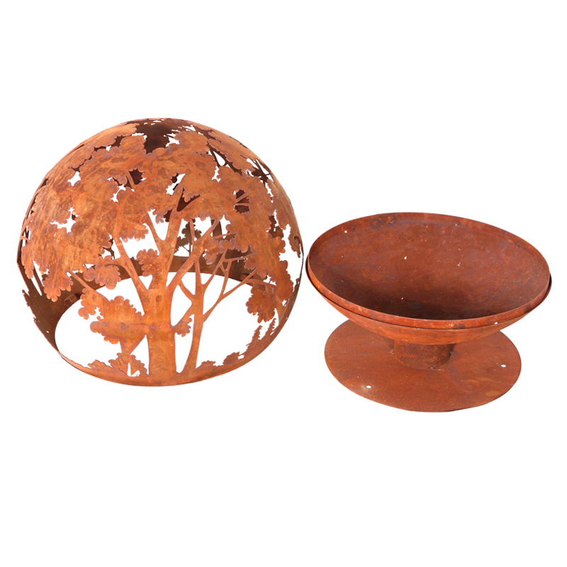 Steel Frame Unique Rusty Globe Shape Christmas Decoration Gift Firebowl
