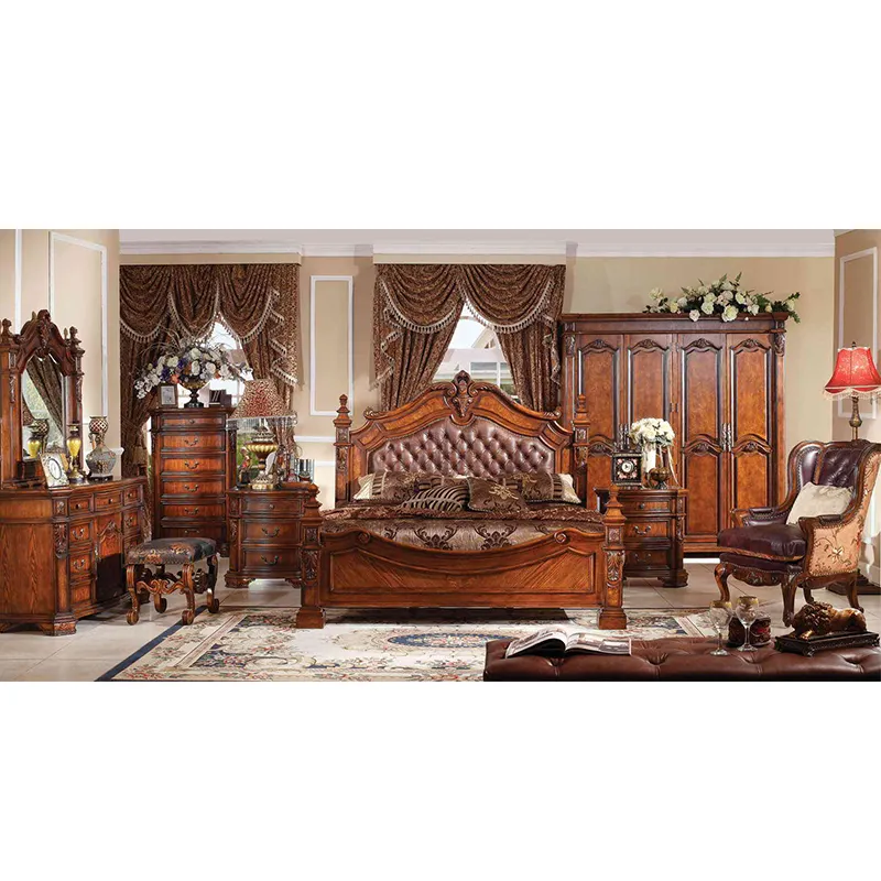 Bedroom furniture of leather king size bed luxury bedroom furniture set GH09