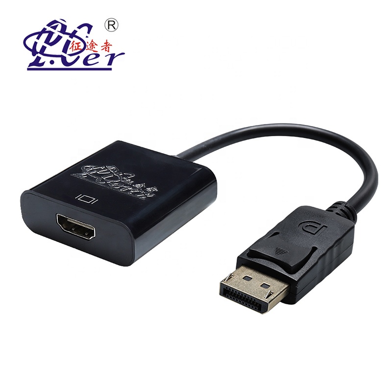 Черный переходник с порта дисплея на HDMI, переходник с вилки на гнездо, переходник DP на HDMI
