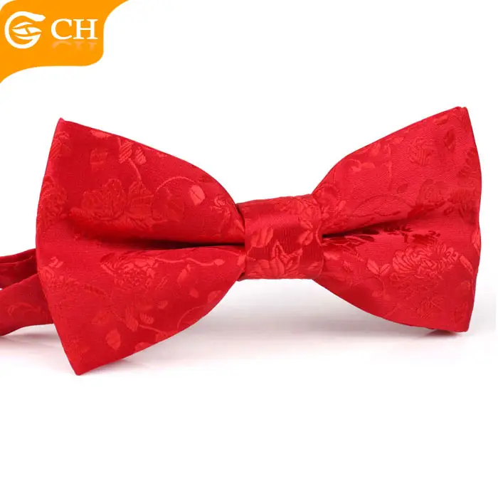 Wholesale 100% Polyester Adjustable Red Floral Bow Tie  Men For Wedding