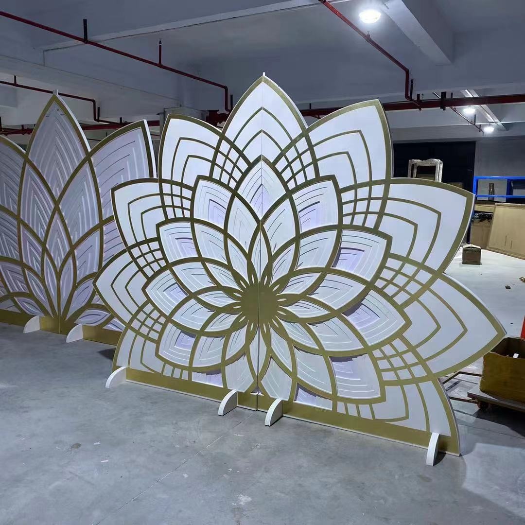 IFG luxury big backdrop decoration wedding event PVC&Acrylic lotus wall backdrop decoration