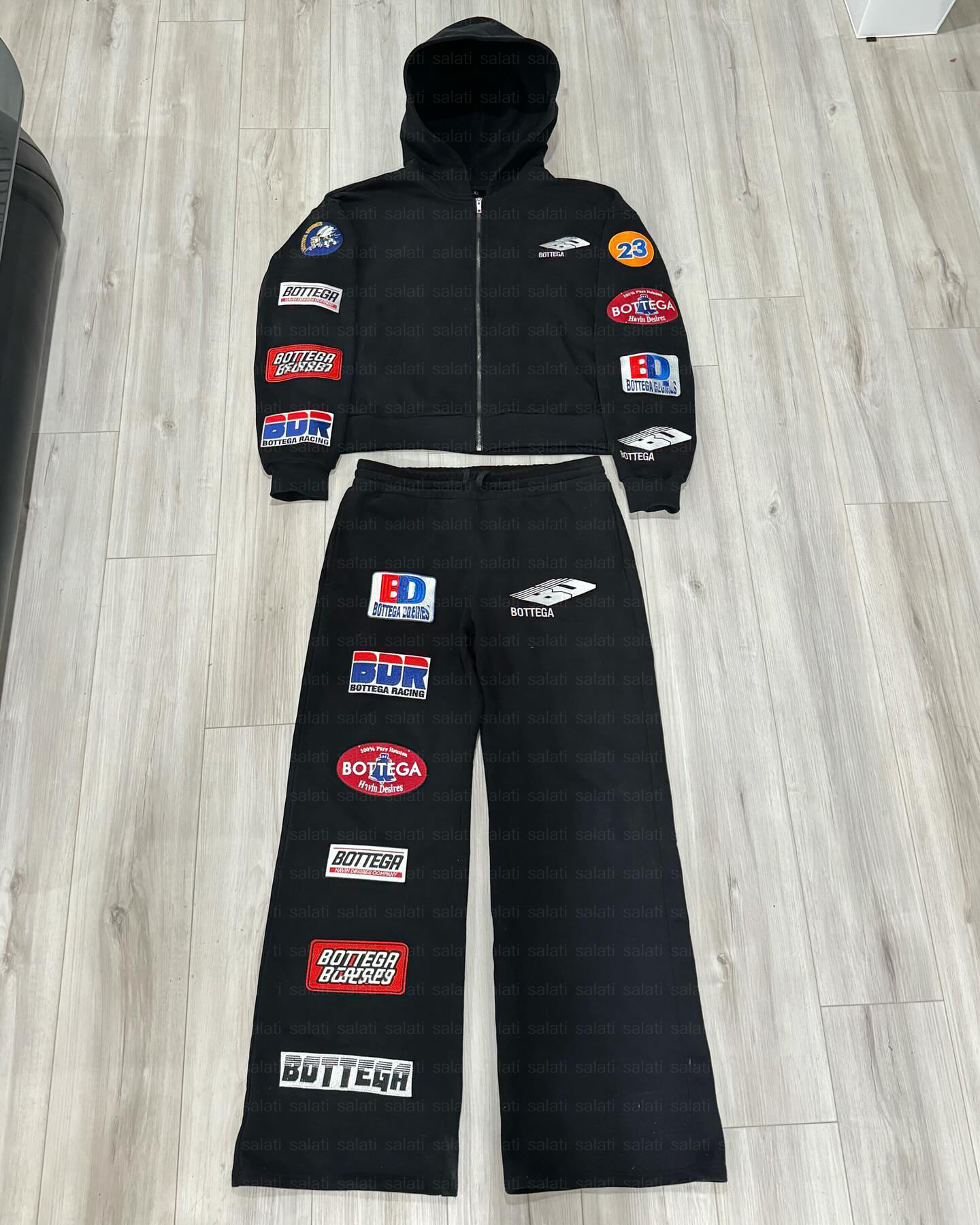 Custom Sweat Suit Distressed Embroidery Baggy Zip Up Jogging Sweatsuit Hoodie And Jogger Sweatpants Set Flared Tracksuit For Men