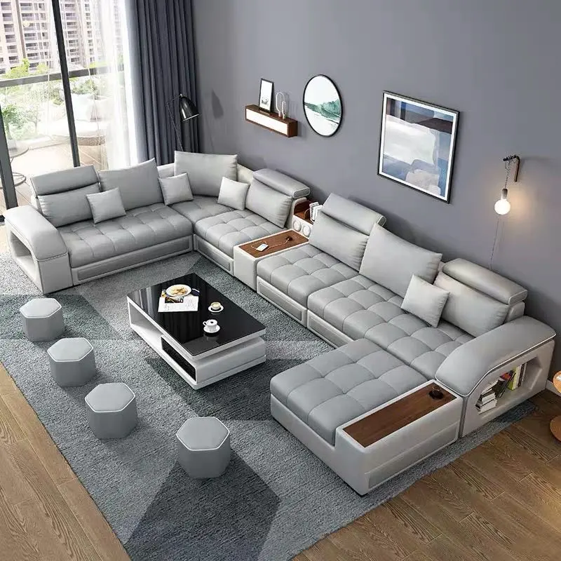 Latest living room large sectional sofa design functional fabric sectional recliner hot sale luxury 7 seater lounge sofa bed