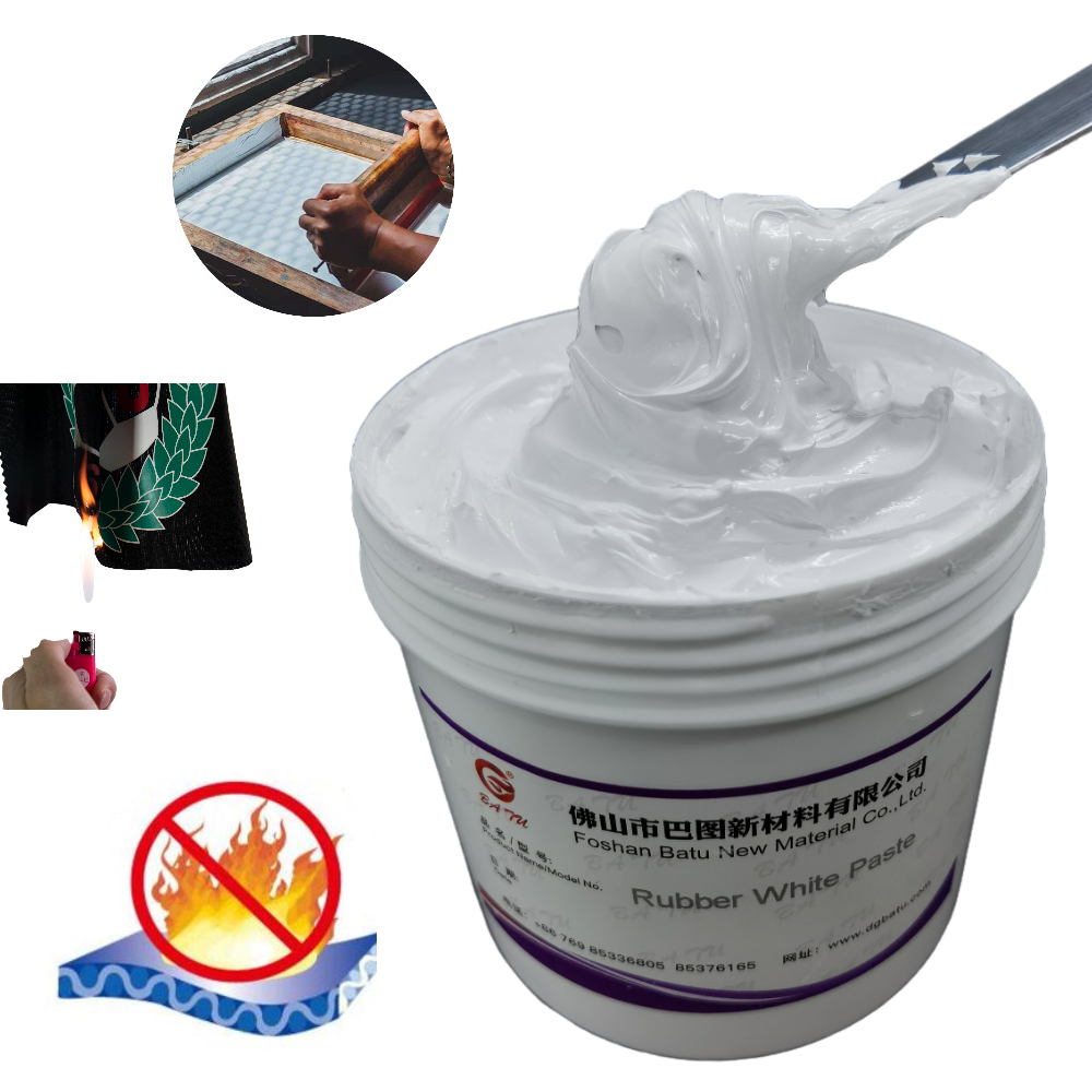 BATU Water based fire proof rubber paste silk screen printing materials for flame retardant clothing