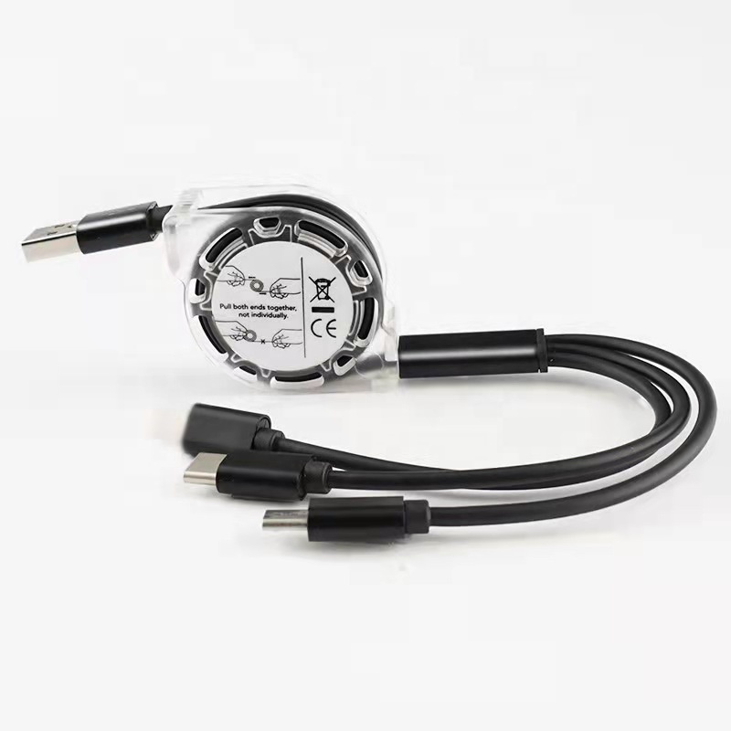 Hot Selling 2.1a Retractable 3 In 1 Charger Micro Usb Cable Type C Mobile Phone Charging Cable