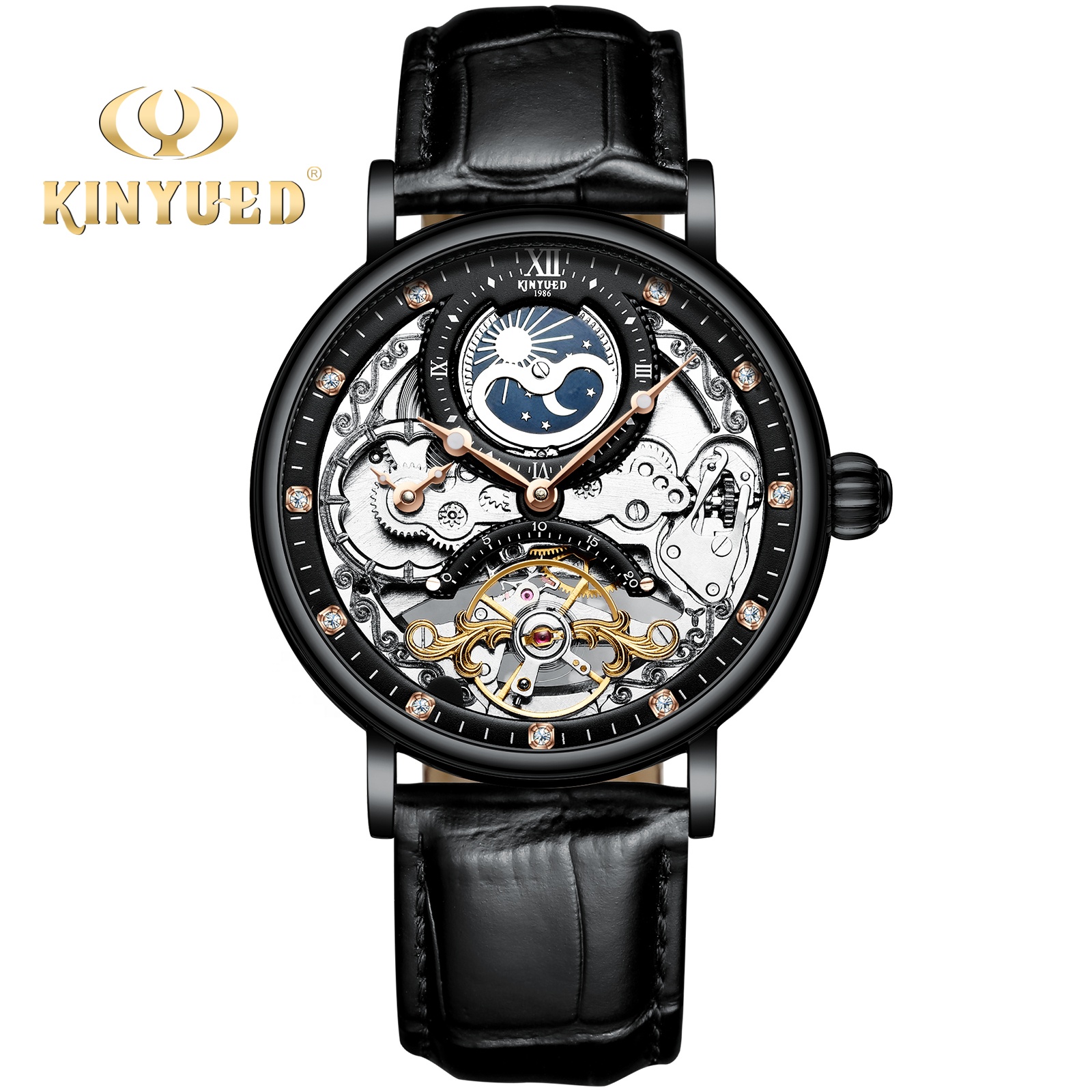 KINYUED New design mechanical watch Tourbillon mechanical movement custom logo