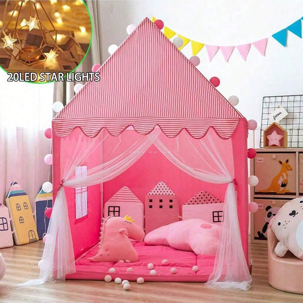 Children's Play House Yurt Tent Game House Tent with 3m Star Light Indoor Princess Toy House