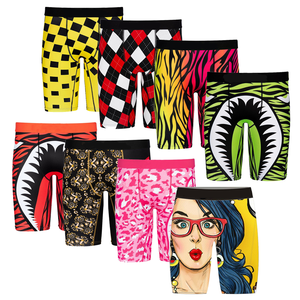 Wholesale custom logo boxer brief underwear polyester knit seamless briefs mens boxer briefs boxers