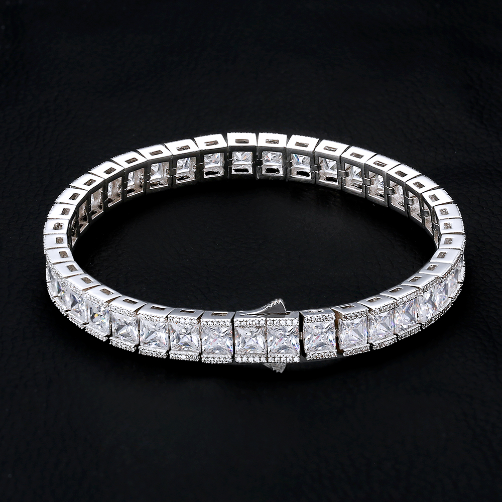 KRKC & CO 8 мм квадратный 18k мужские ювелирные изделия CZ алмаз Iced Out Теннисный браслет